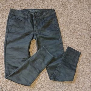 American Eagle Outfitters Women's Camo Jeggings Stretch Skinny Dark Green Jeans